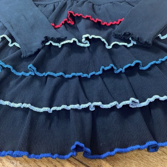 Hanna Andersson Long Sleeve Tiered Black Dress with Colorful Hems Size 4 NWT - Picture 2 of 3